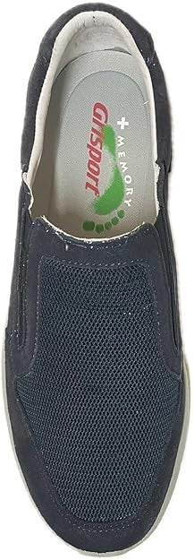 GRISPORT 43826V38 UOMO - Mocassino Slip-On SCAMOSCIATO BLU HECTOR VESUVIO + Beig