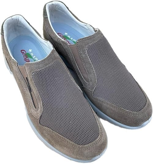 GRISPORT 43826V38 UOMO - Mocassino Slip-On SCAMOSCIATO BLU HECTOR VESUVIO + Beig