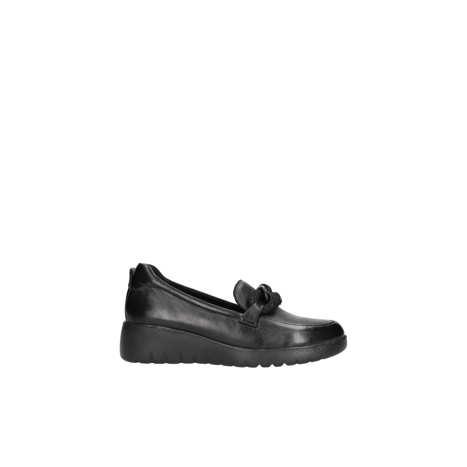 nanook mocassina invernale da donna nera con zeppa leggera