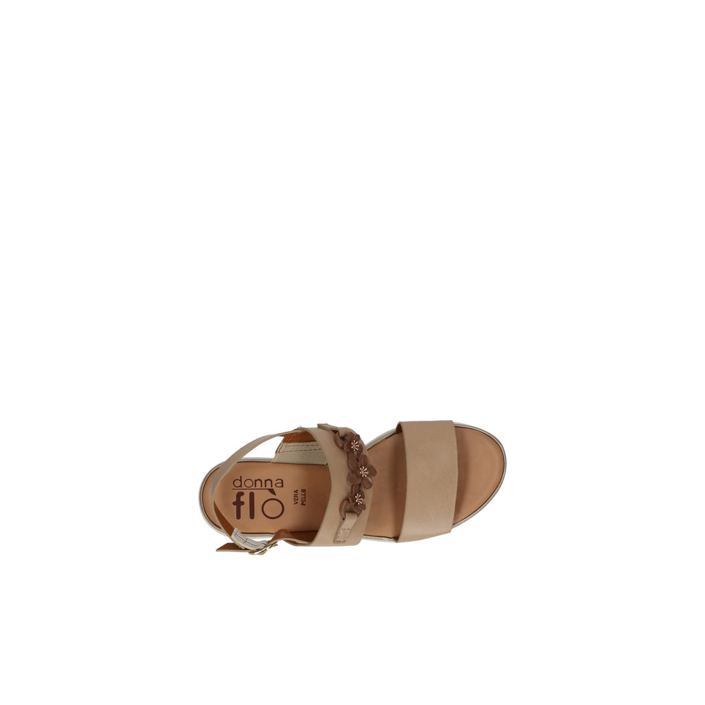 Donnaflo Art. 3340B Beige – Sandalo con Zeppa in Vera Pelle | Made in Italy