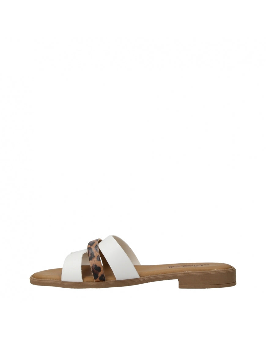 Ciabattina con Tacco 10 cm – Donna – Similpelle Bianca Ghepardo – Made in Italy