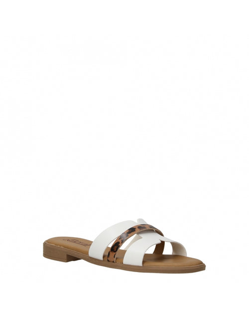 Ciabattina con Tacco 10 cm – Donna – Similpelle Bianca Ghepardo – Made in Italy