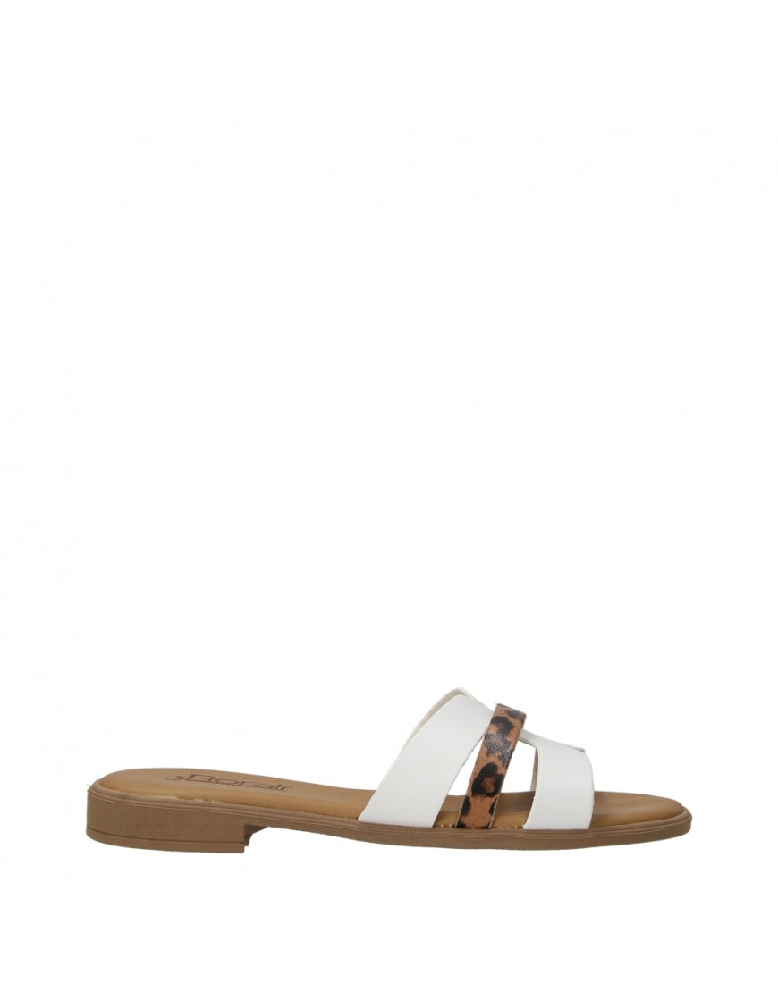 Ciabattina con Tacco 10 cm – Donna – Similpelle Bianca Ghepardo – Made in Italy