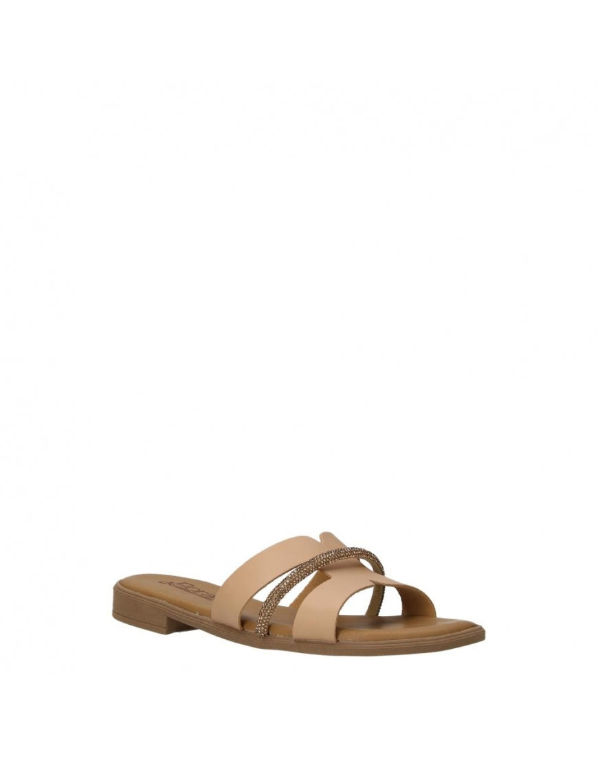 Floralì art pos134 beg camel con diamanti  ciabattina tac 10  sottopiede in pelle e memory