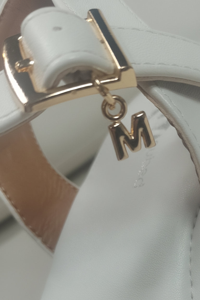 Sandalo donna bianco con platform wcubed