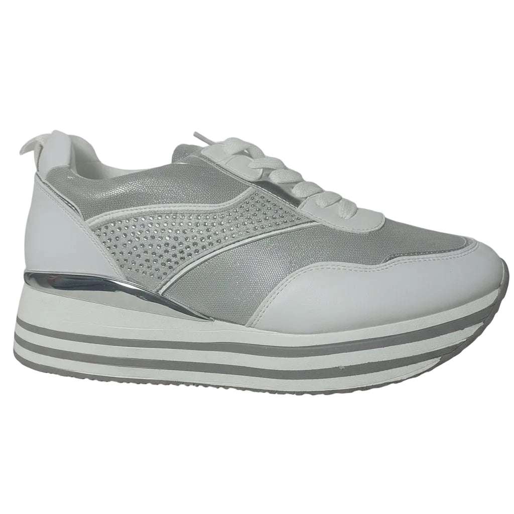 Scarpa casual bianco argento sneakers donna 
